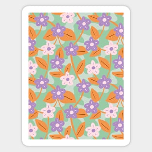 Wavy flower pattern in green and lavender Magnet